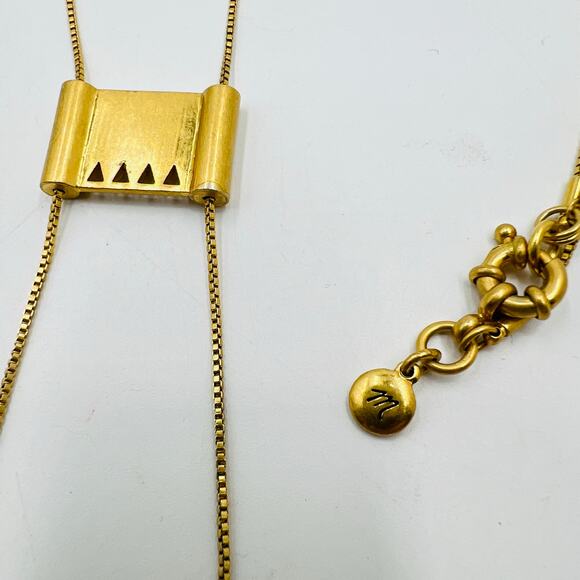 Madewell Lariat Bolo Style Necklace Matte Gold Minimalist Avant Garde - Picture 3 of 5